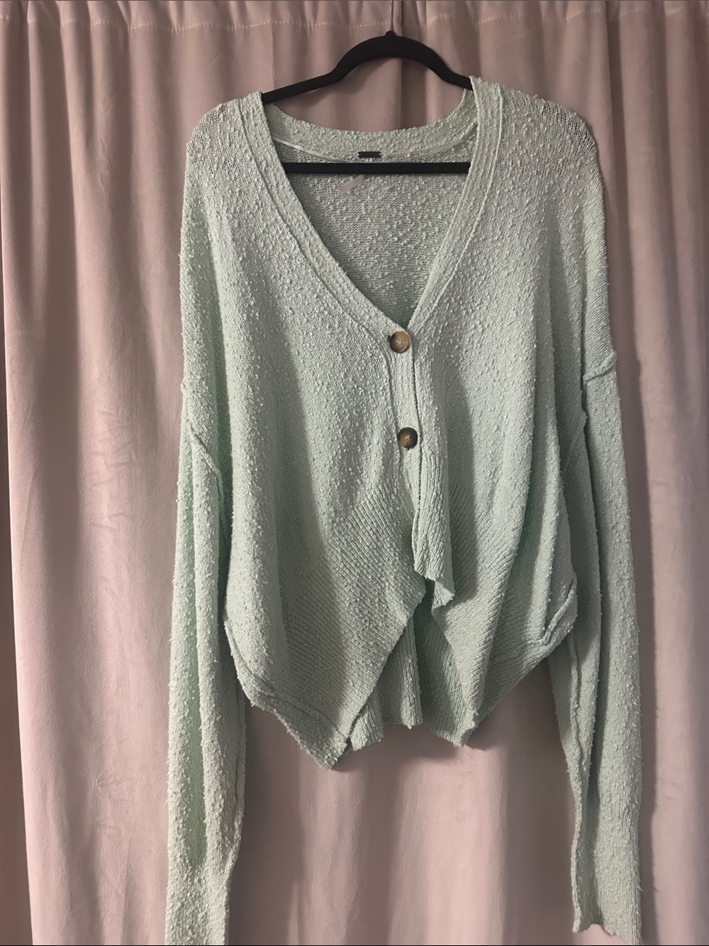 Free People Found My Friend Seafoam Green V-Neck Button Knit Cardigan Small